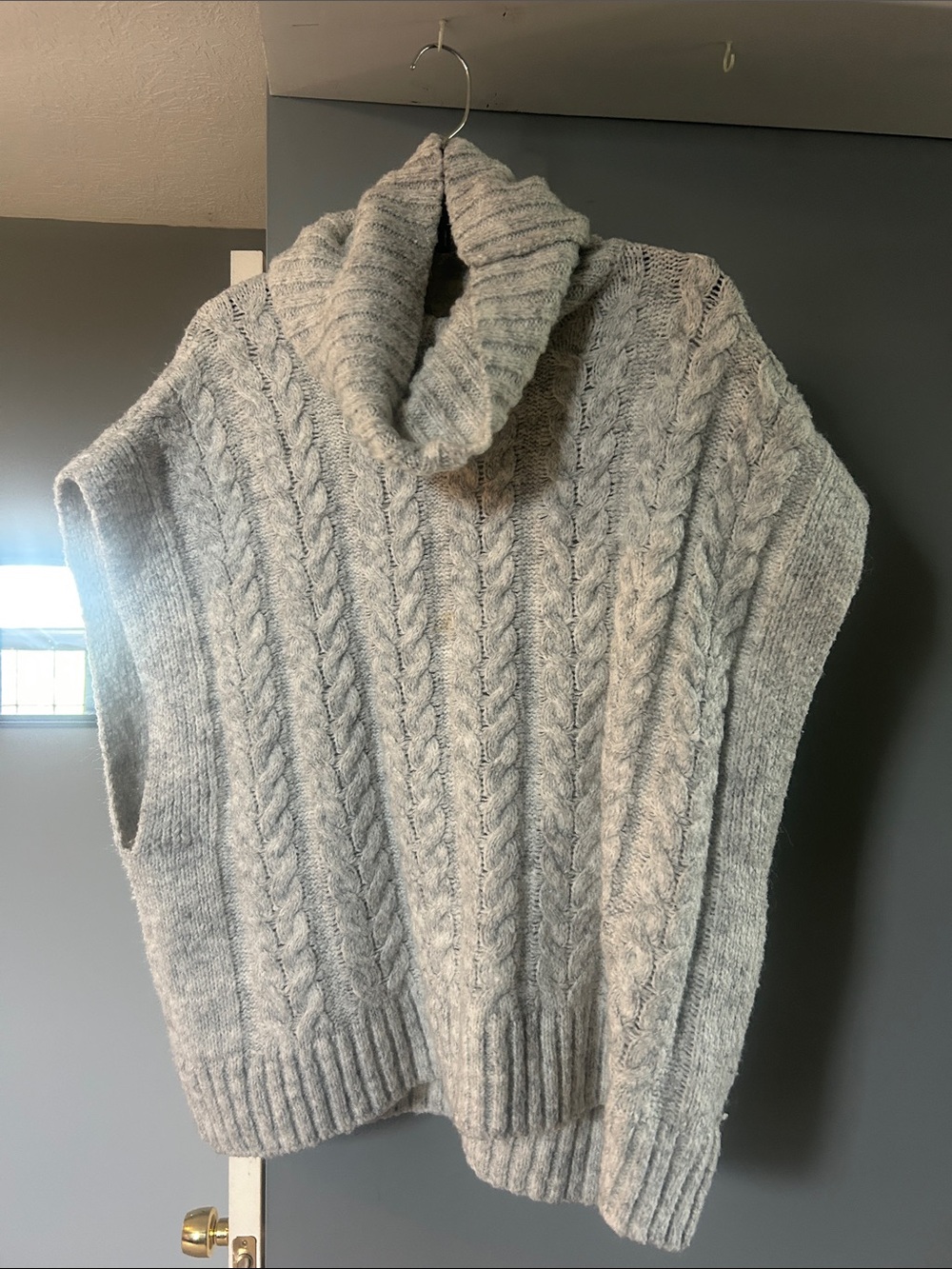 Joie Light Gray Cable Knit Turtleneck Vest
